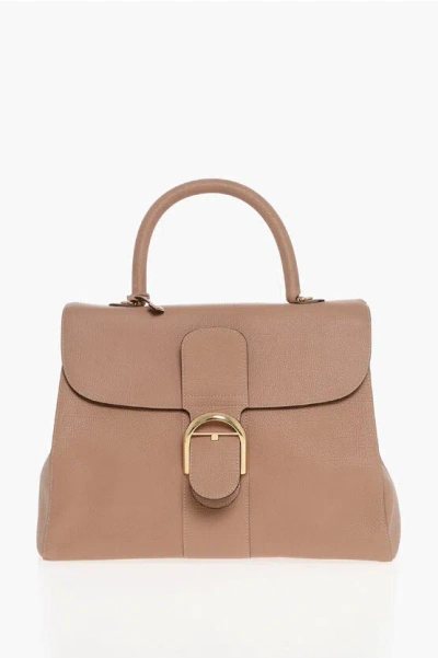 Delvaux Textured Leather Handbag With Removable Shoulder Strap