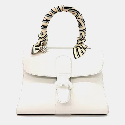 Pre-owned Delvaux White Leather Brillant Mm Leather Twilly