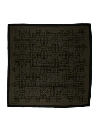 Pre-owned Delvaux Wool Printed Scarf In Green