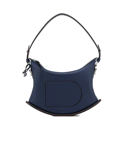 Delvaux Zippered Shoulder Bag In Blue