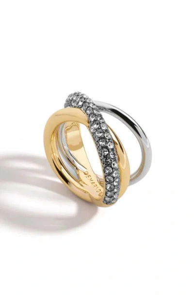Demarson Aya Two-tone Pavé Crisscross Pinky Ring In Gold
