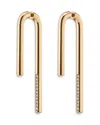 Demarson Celeste Pave Curved Bar Front To Back Earrings In 12k Gold Plated In Gold