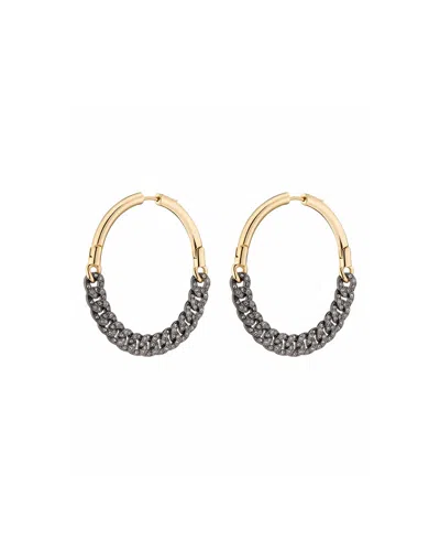 Demarson Cristy Pave Chain Hoop Earrings In Gold Pave Gunmetal