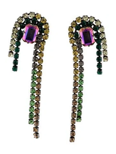 Pre-owned Demarson Crystal Divina Waterfall Earrings In Multi