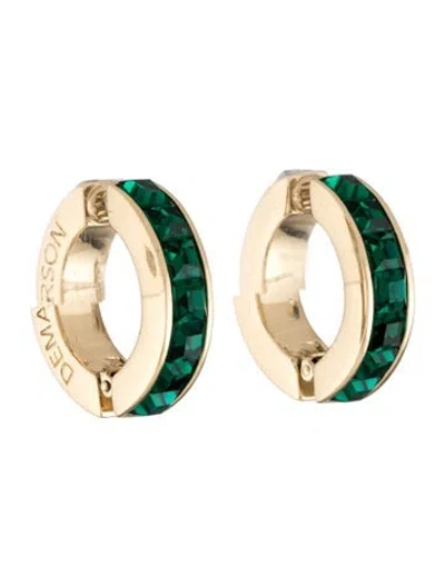 Pre-owned Demarson Crystal Eden Cuff Earrings In Clear/green