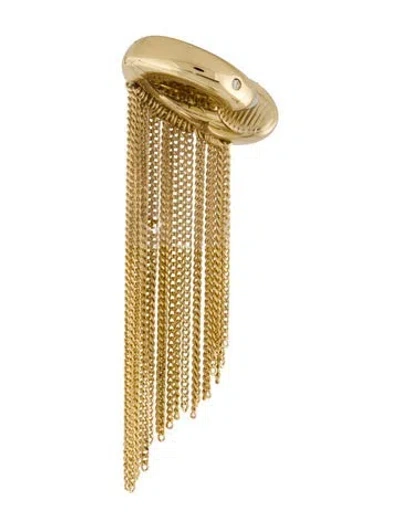 Pre-owned Demarson Crystal Issa Chain Link Drop Single Ear Cuff In Gold