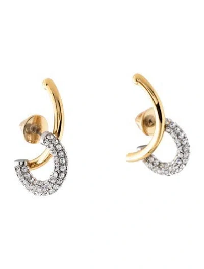 Pre-owned Demarson Crystal Marisa Mini Pavé Hoop Earrings In Multicolor