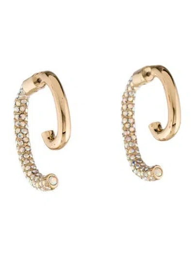 Pre-owned Demarson Crystal Pavé Luna Drop Earrings In Transparent