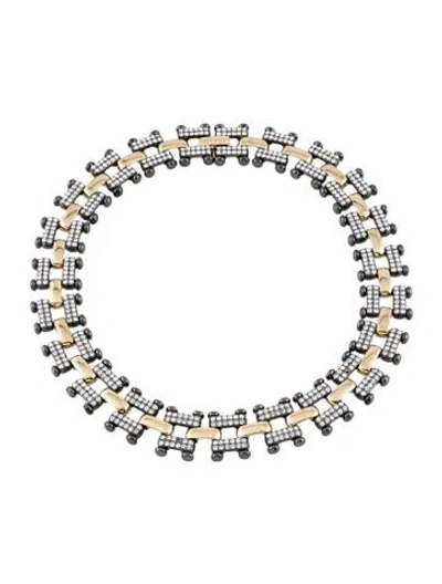 Pre-owned Demarson Crystal Pave Tori Ladder Link Necklace, 17.75" In Multi