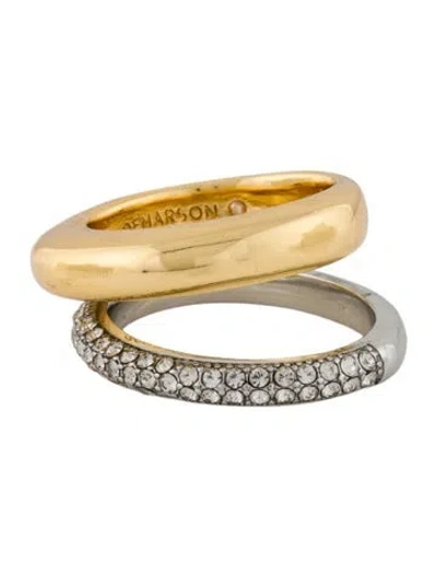 Pre-owned Demarson Crystal Two Tone Pave Band Ring In Multi