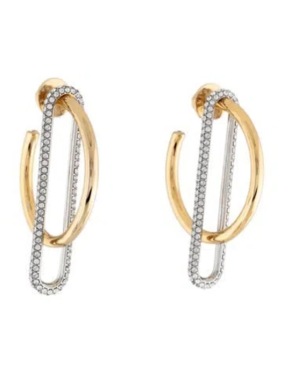 Pre-owned Demarson Crystal Two-tone Astra Hoop Earrings In Multicolor