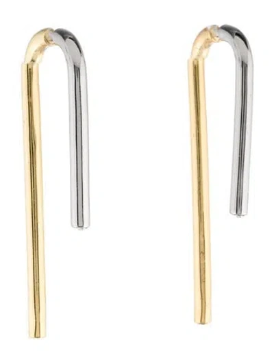 Pre-owned Demarson Crystal Two-tone Celeste Drop Earrings In Transparent