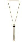 Demarson Emerie Slider Necklace In 12k Shiny Gold  Jet  & Crystal