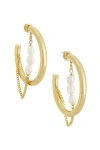 Demarson Fresh Water Pearl Miley Hoop Earrings In 12k Shiny Gold & Pearl