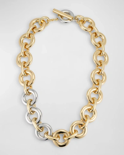 Demarson Helene Two-tone Chainlink Necklace In Gold Silver