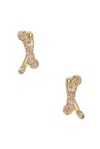Demarson Karlie Earrings In 12k Shiny Gold  Clear  & Crystal Velvet
