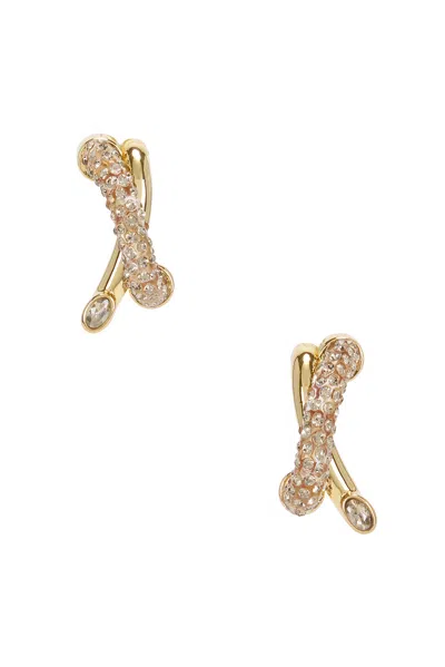 Demarson Karlie Earrings In 12k Shiny Gold  Clear  & Crystal Velvet