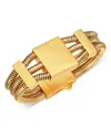Demarson Laina Snake Chain Triple Row Flex Bracelet In 12k Gold Plated In Gold