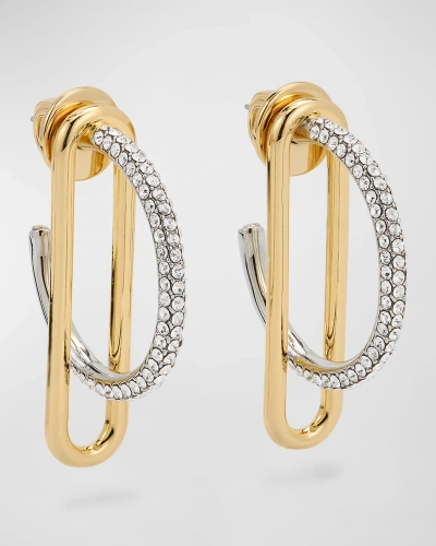 Demarson Mini Astra Two-tone Hoop Earrings In Goldir Pave