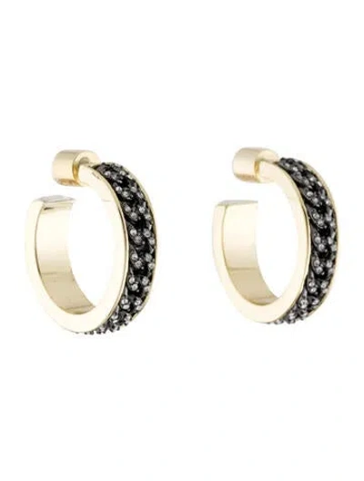 Pre-owned Demarson Mini Eclipse Crystal Pave Chain Hoop Earrings In Multi