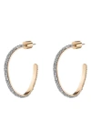 Demarson Mini Calypso Curve Crystal Hoop Earrings In Gold