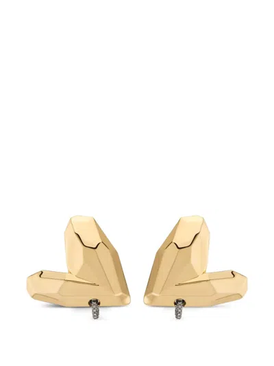 Demarson New York Con Amor Heart-shape Earrings In Gold