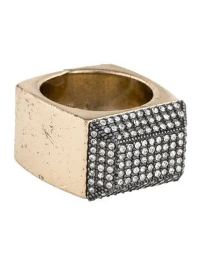 Pre-owned Demarson Pavé Crystal Rio Cocktail Ring In Transparent
