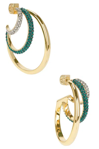 Demarson Raisa Hoop Earrings In Shiny Gold/hem/emerald