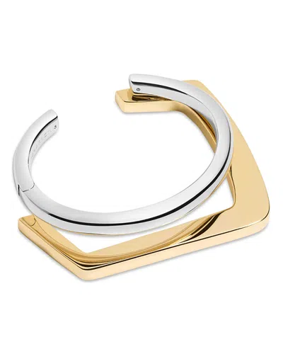 Demarson Tina Geometric Double Row Cuff Bracelet In Gold