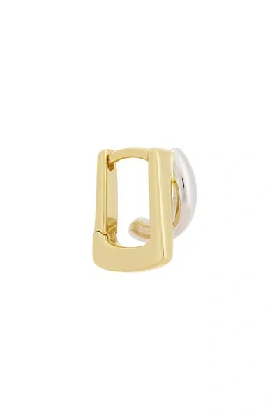 Demarson Tina Micro Sterling Silver Single Huggie Earring In Two Tone