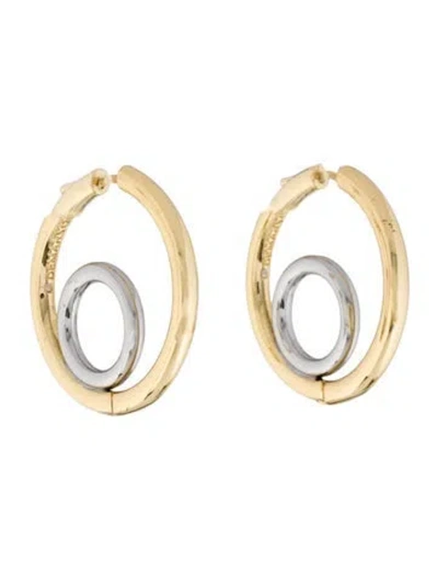 Pre-owned Demarson Two Tone Hoop Earrings In Multicolor