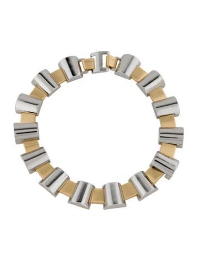 Pre-owned Demarson Two-tone 'lou' Collar Necklace, 17" In Multi