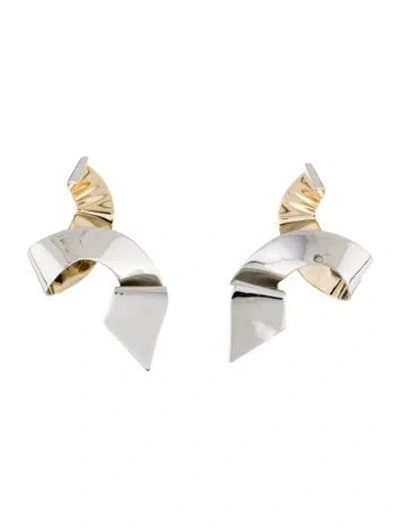 Pre-owned Demarson Two-tone Phaedra Twist Drop Earrings In Multi