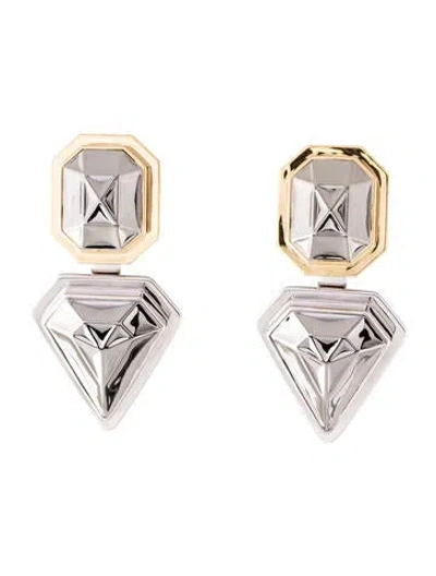 Pre-owned Demarson Two-tone Selena 2.0 Convertible Drop Earrings In Multi