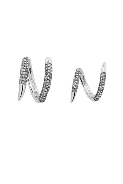 Demarson Vesey Duo Rings Set Of 2 In Iridium  Gunmetal  & Crystal