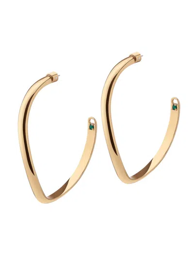 Demarson Women's Holiday Mini Calypso 12k Goldplated & Crystal Curve Hoop Earrings