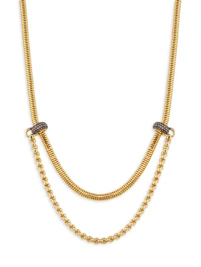 Demarson Women's Venice 12k-gold-plated & Glass Crystal Double Chain Necklace