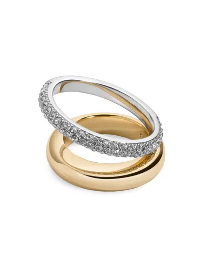 Demarson Women's Vida Two-tone & Glass Crystal Double-band Ring In Gold Crystal