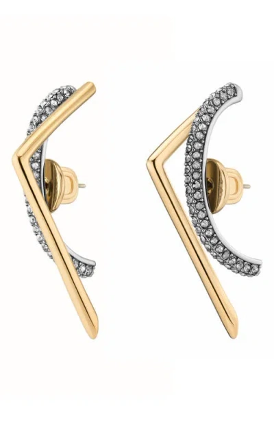 Demarson Zola Pavé Geometric Stud Earrings In Gold