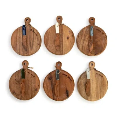 Demdaco 6 Piece Cheese Board Set In Brown
