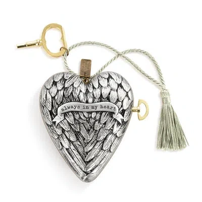 Demdaco Always In My Heart Musical Sculpted Art Heart - 3.5in In Silver