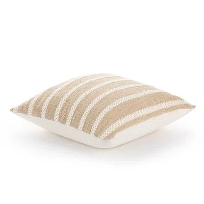 Demdaco Beige Texture Stripe Pillow 18" In White;beige