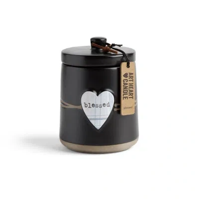 Demdaco Blessed Art Heart Candle With Lid - 7.5oz In Black