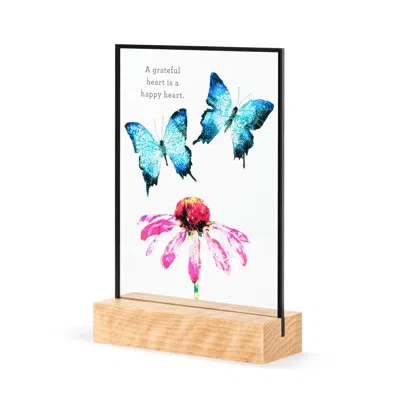 Demdaco Butterflies & Coneflower Large Suncatcher - 5x7in In Blue;pink
