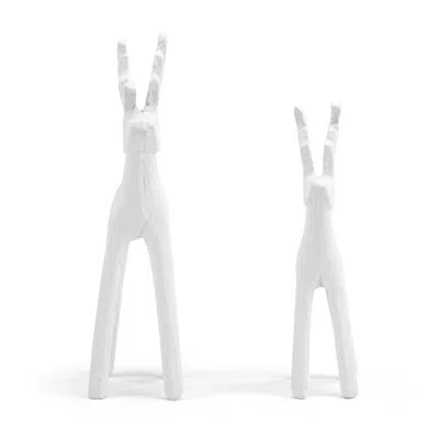 Demdaco Cast Iron White Reindeer - Set Of 2