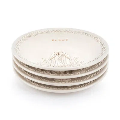 Demdaco Ceramic Nativity Appetizer Plates Set Of 4 - 7.5in In White