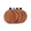 DEMDACO DRINK WOOD COASTER SET IN BROWN