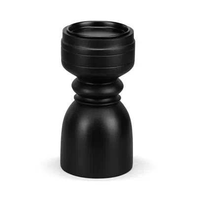 Demdaco Ebony Wood Large Pillar Candle Holder - 4.5x8.5in In Black