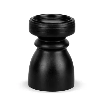 Demdaco Ebony Wood Small Pillar Candle Holder - 4.5x6.5in In Black