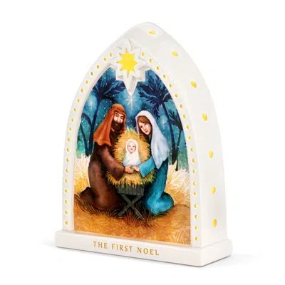 Demdaco First Noel Lit Ceramic Nativity Scene - 8x10.5in In Brown